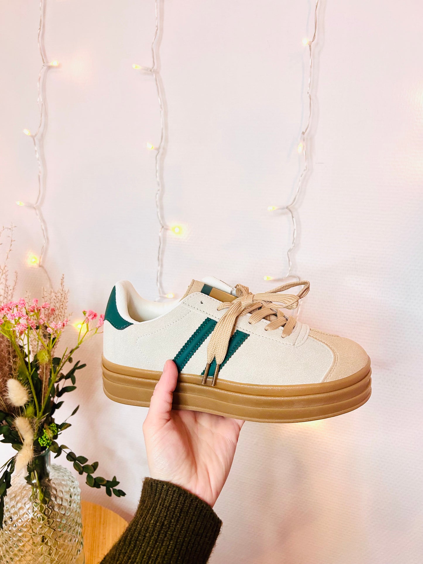 Baskets Céline beige & vert