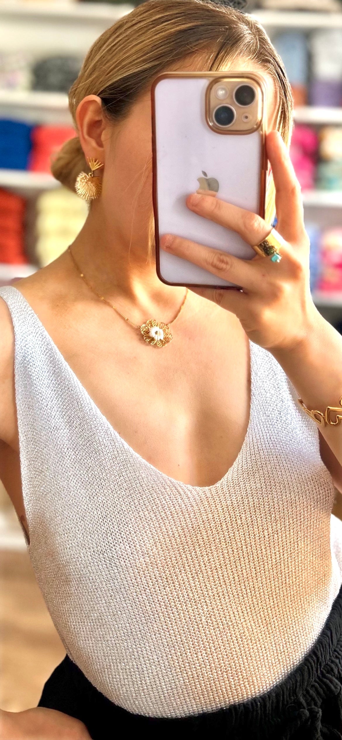 Top Paillettes Sienna Blanc