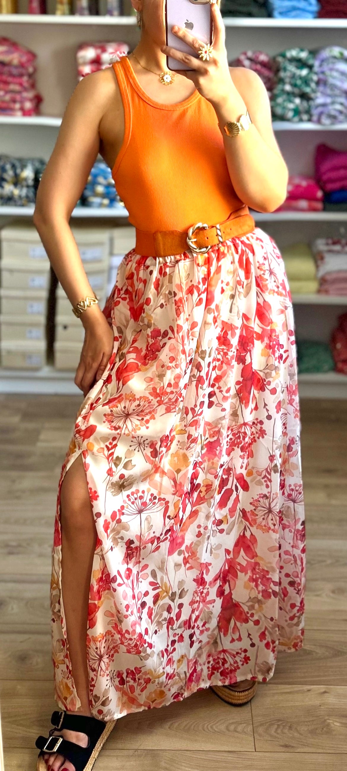 Jupe longue Kali Orange