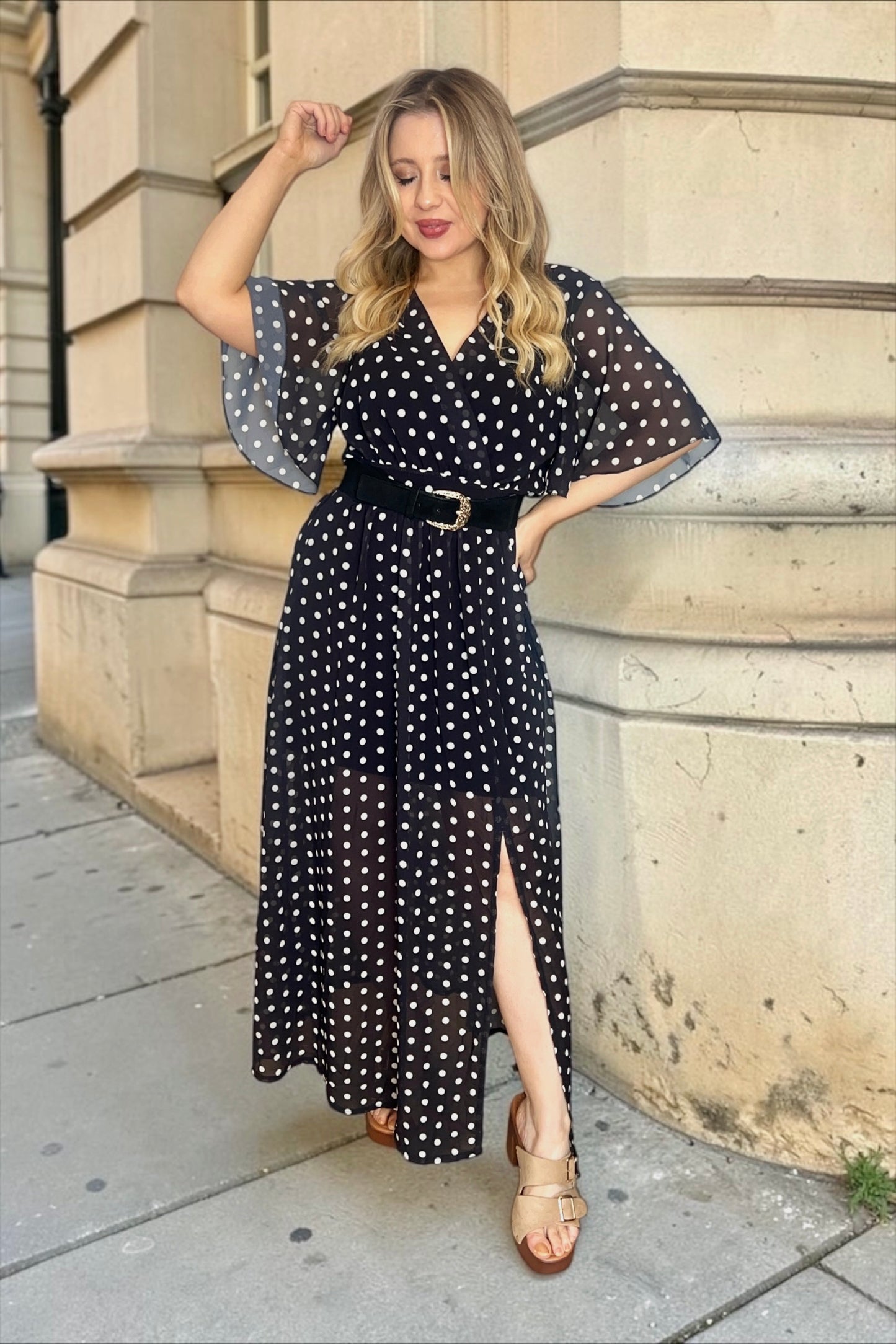 Robe Soline à pois Noire
