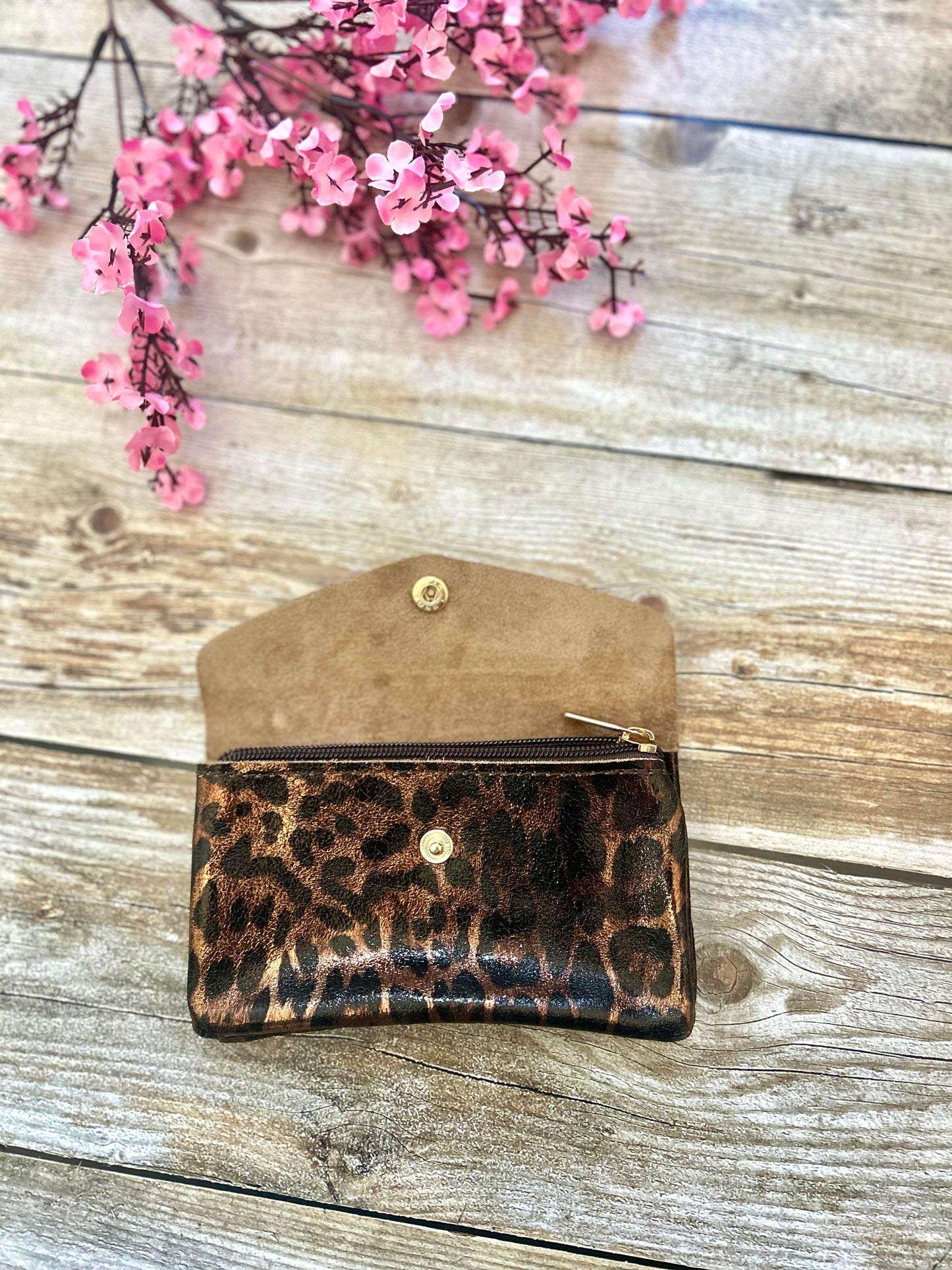 Porte-monnaie June Léopard Marron (100% cuir)