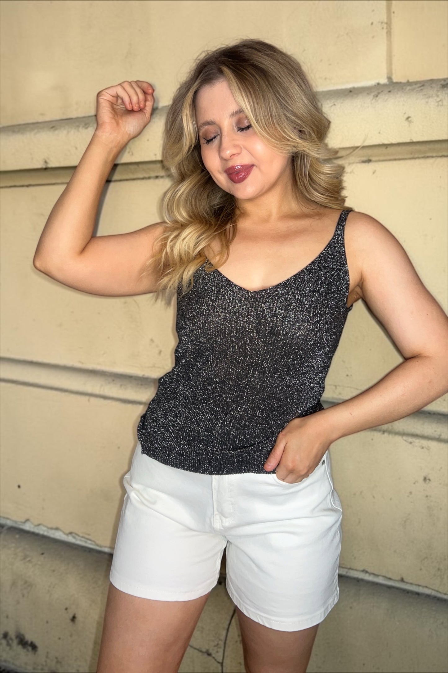 Top Paillettes Sienna Noir