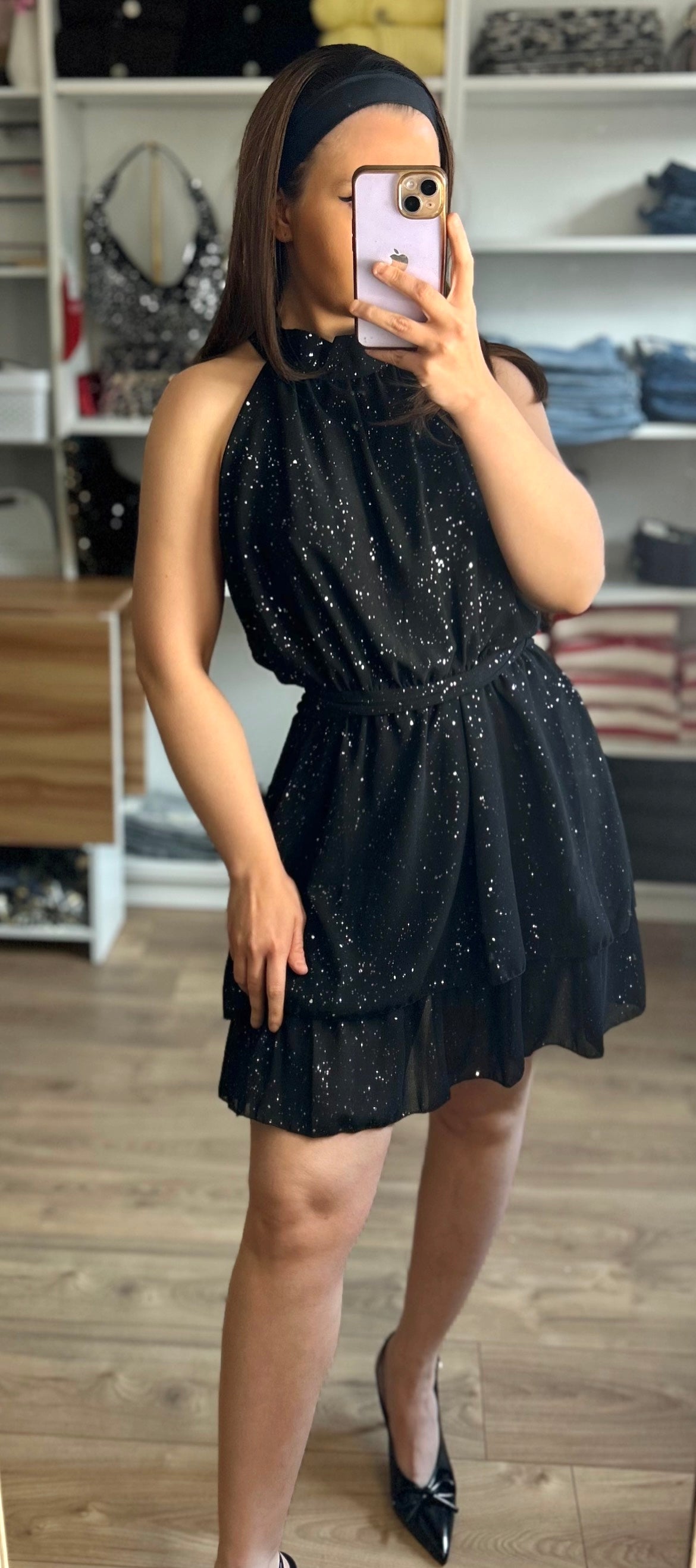 Robe Bloom Noire à Paillettes