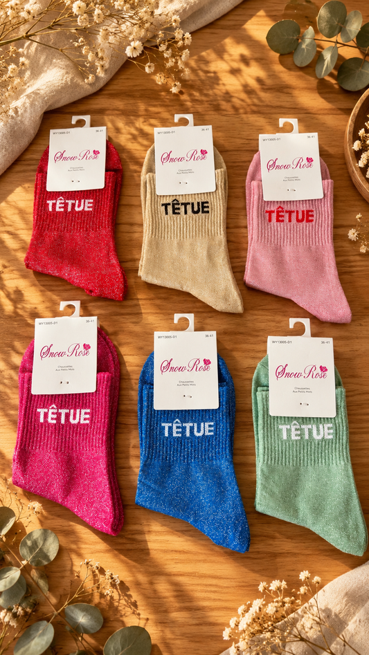 Chaussettes à paillettes « TÊTUE »