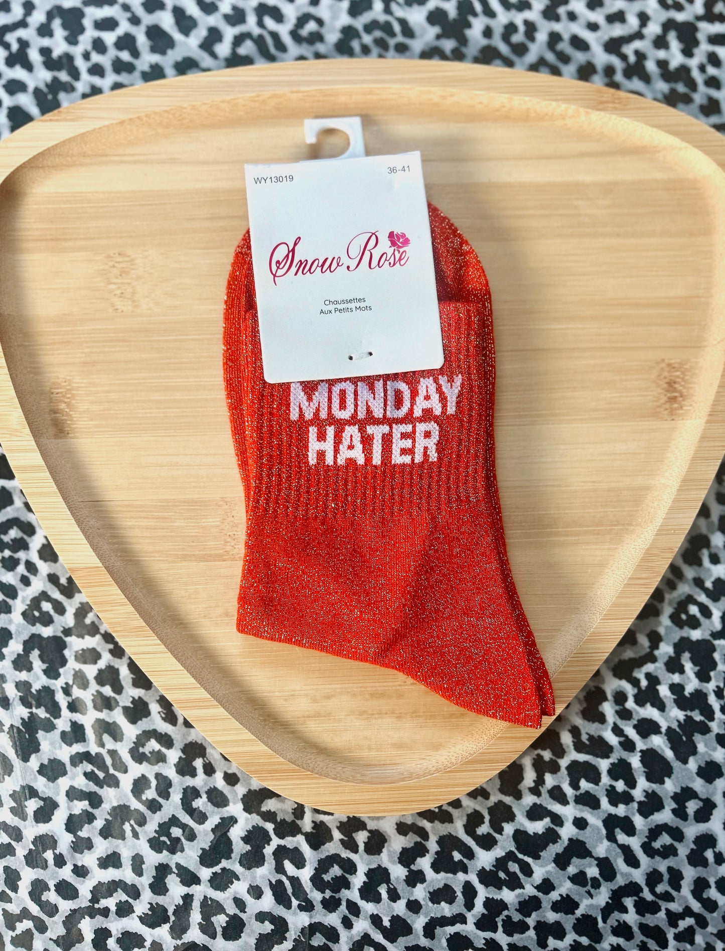 Chaussettes à paillettes « MONDAY HATER »