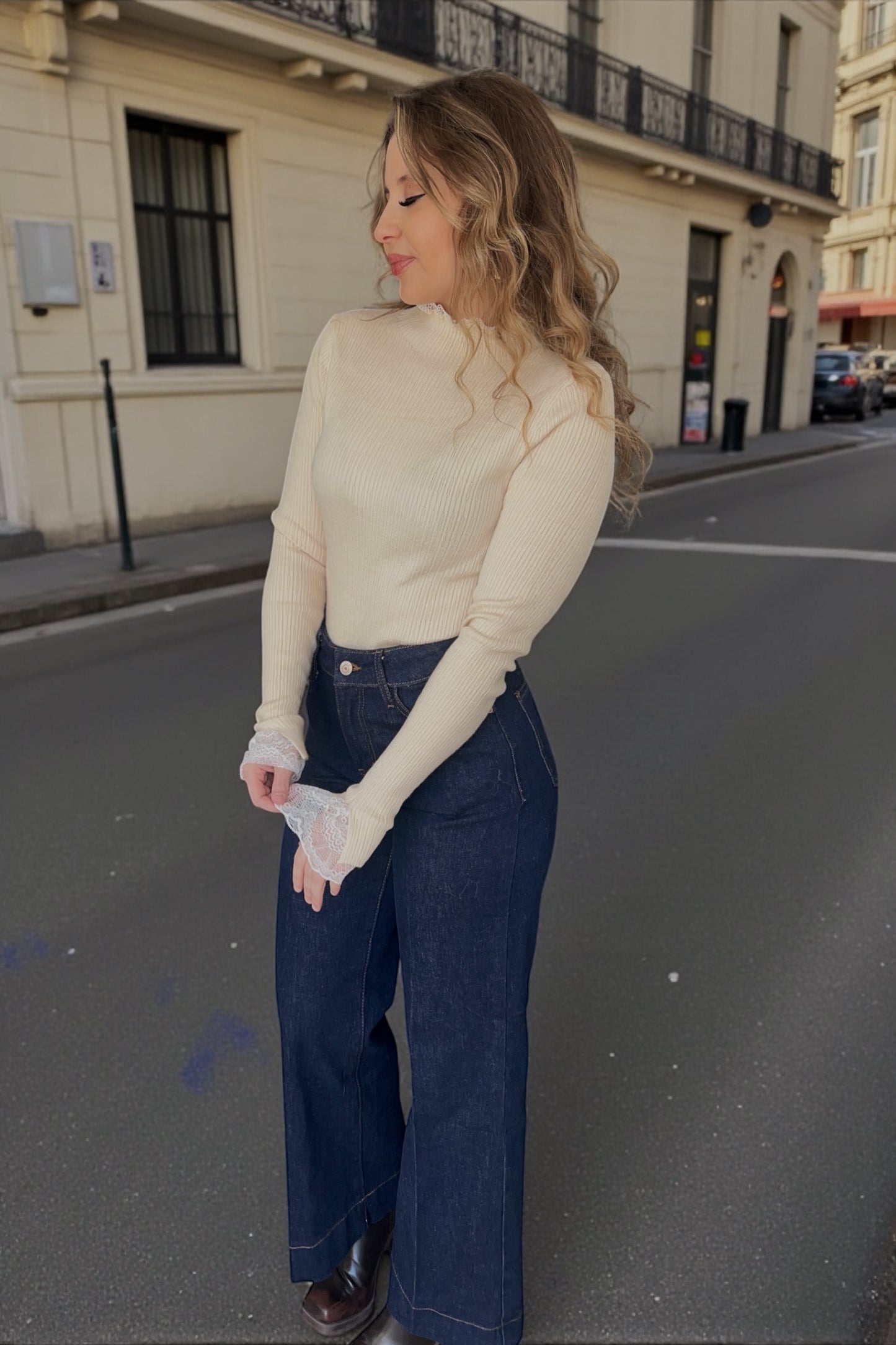 Top dentelle Bérénice Beige