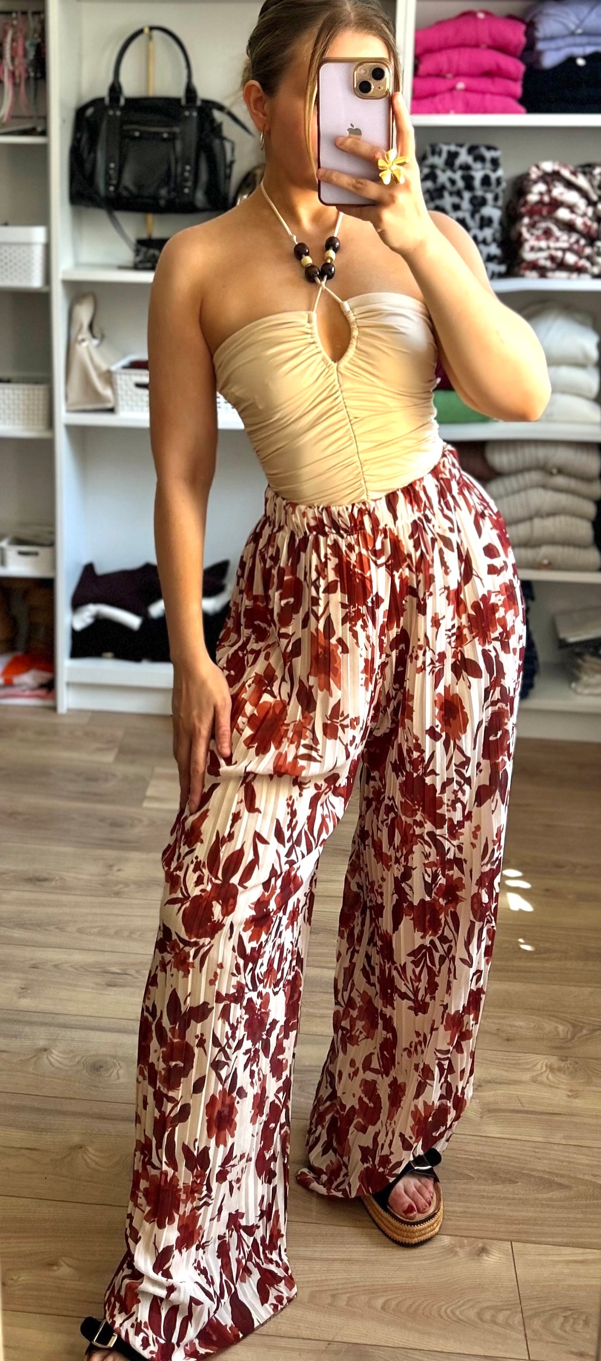 Pantalon Yumi motifs brique