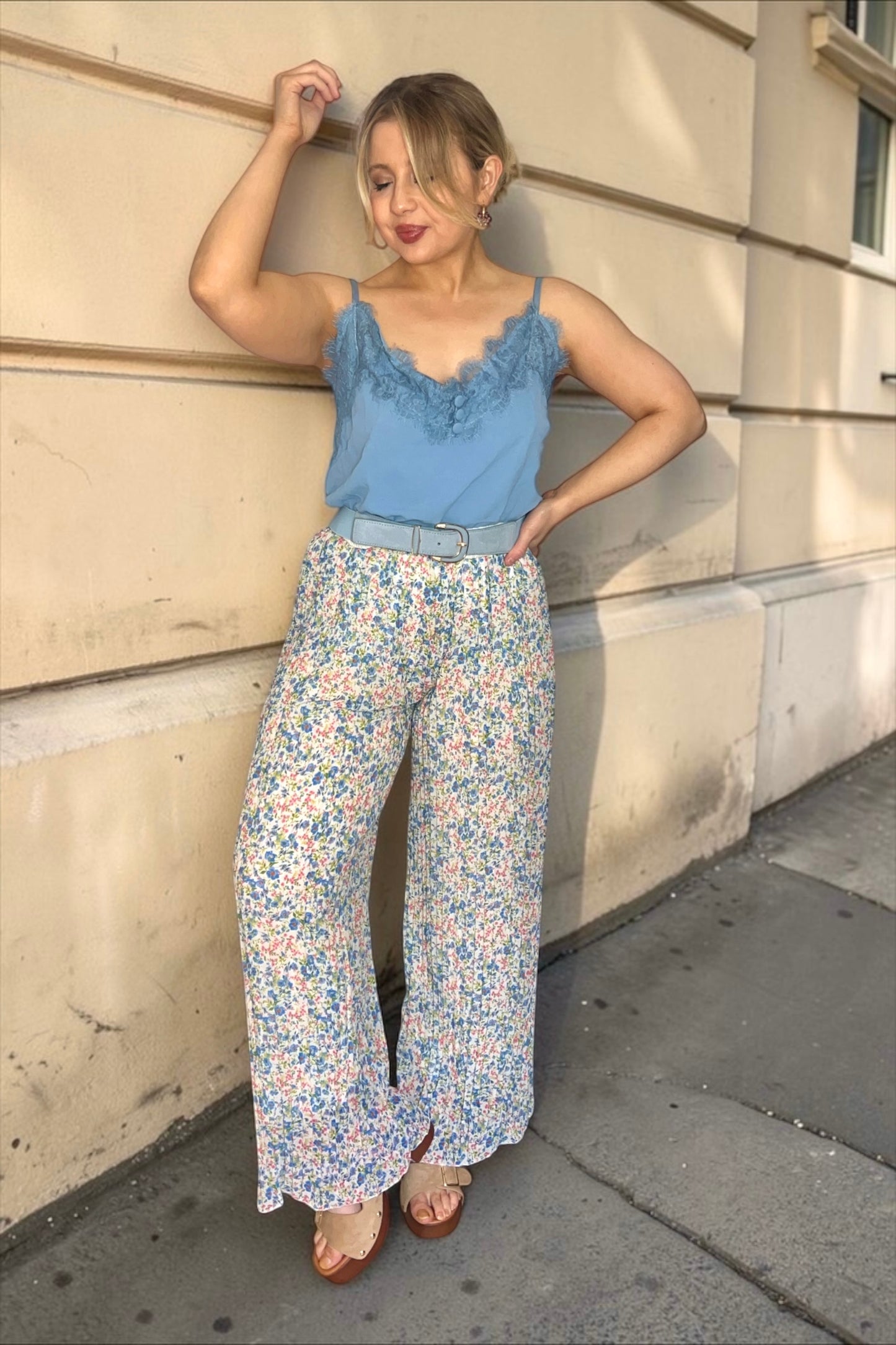 Pantalon Yumi Fleurs bleues
