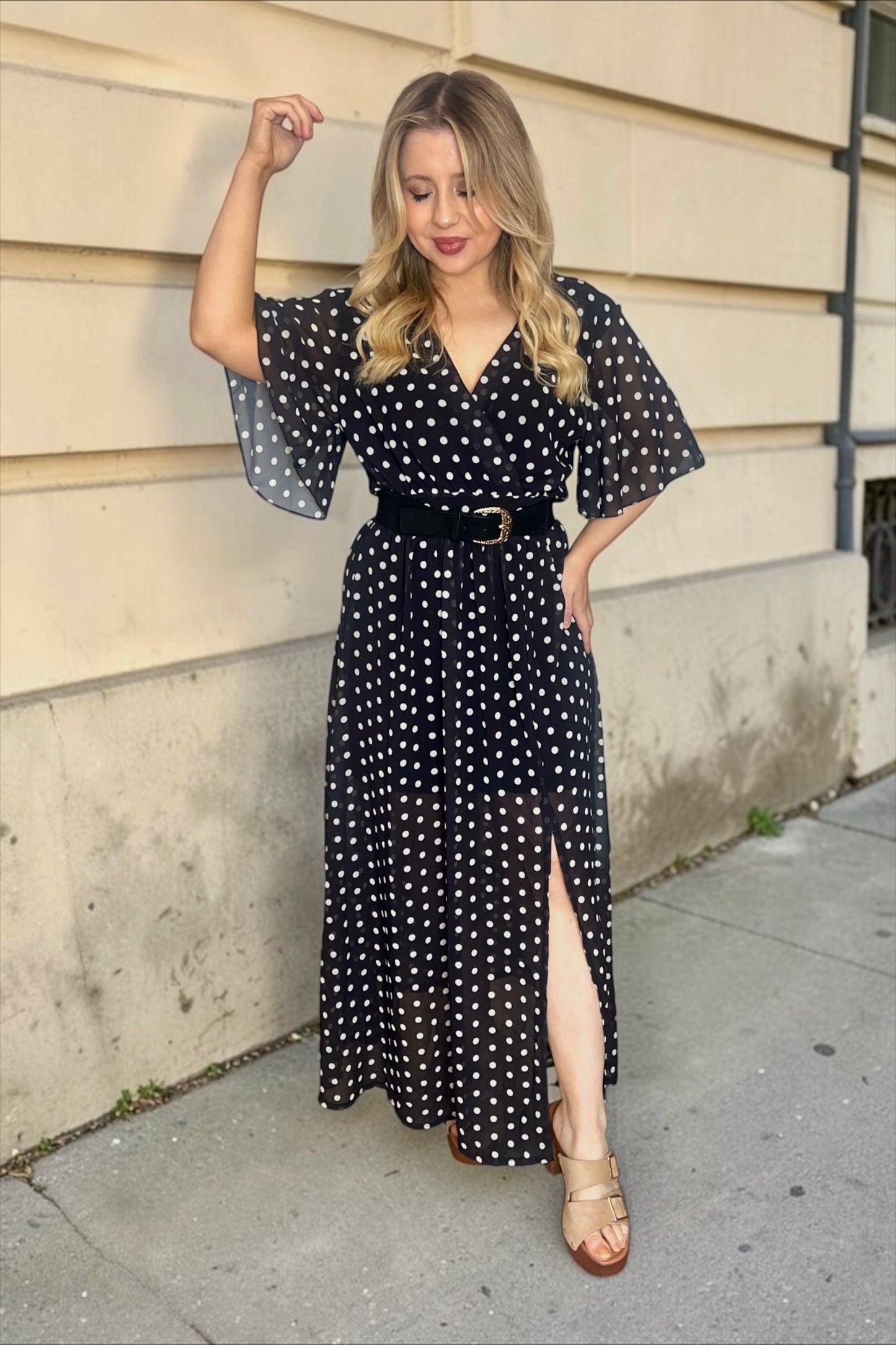 Robe Soline à pois Noire