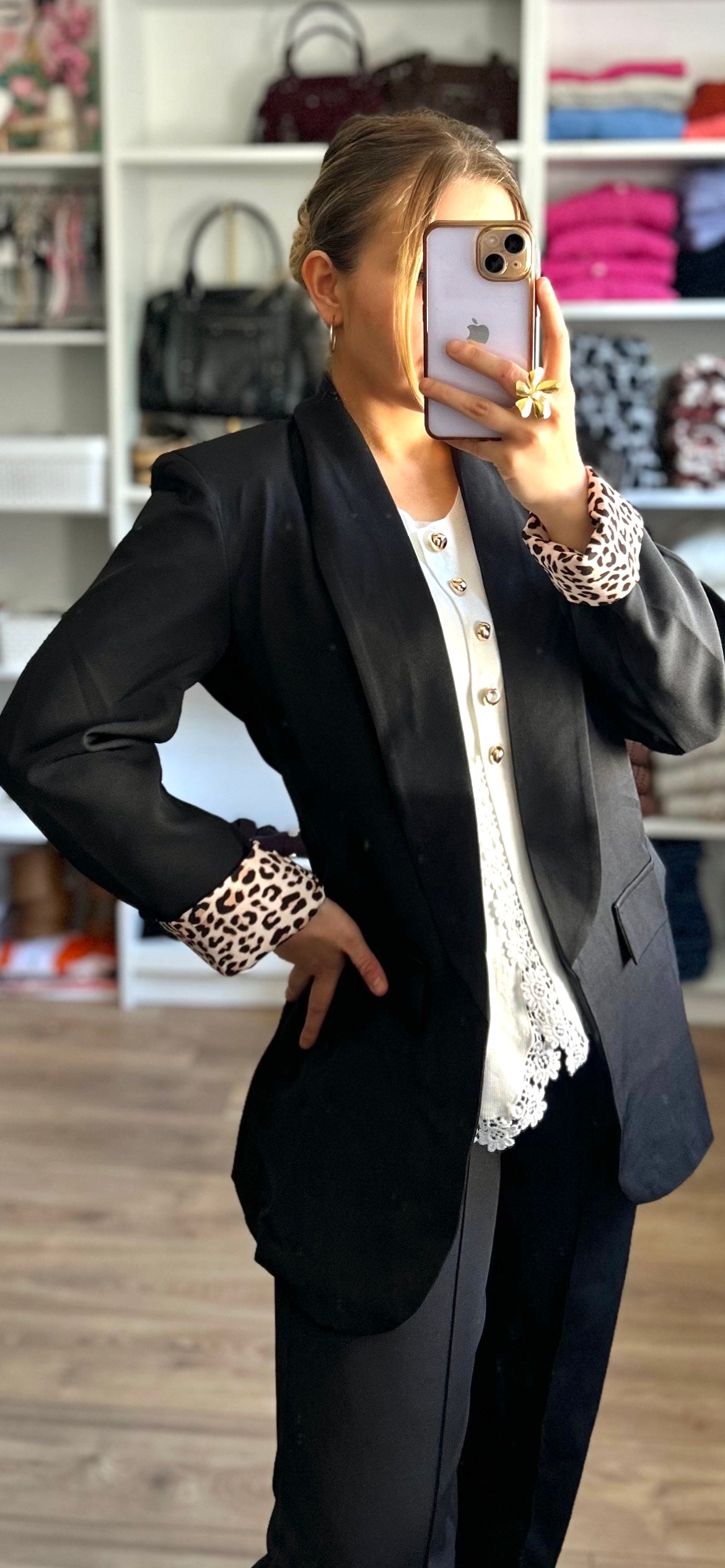 Blazer Mina Léopard Noir