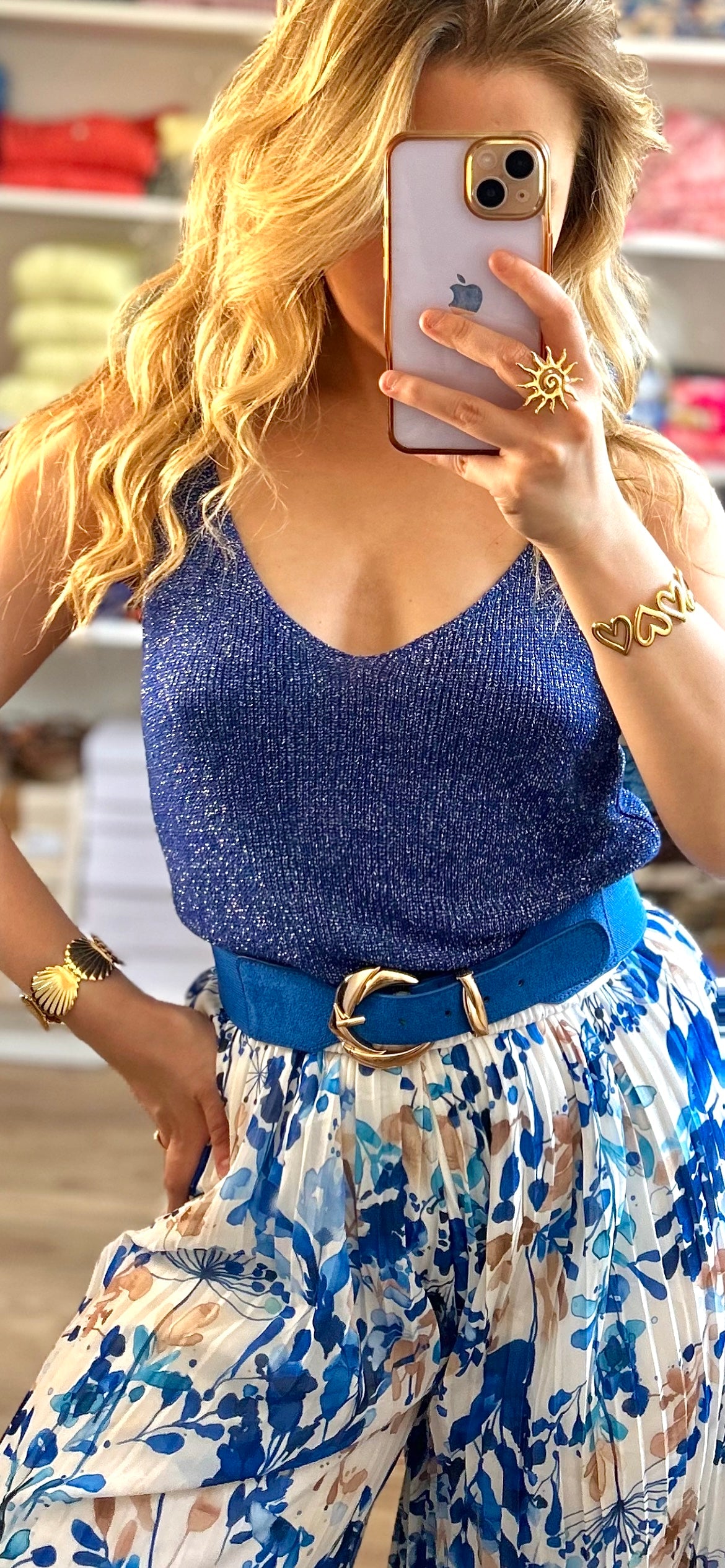 Top Paillettes Sienna Bleu Royal