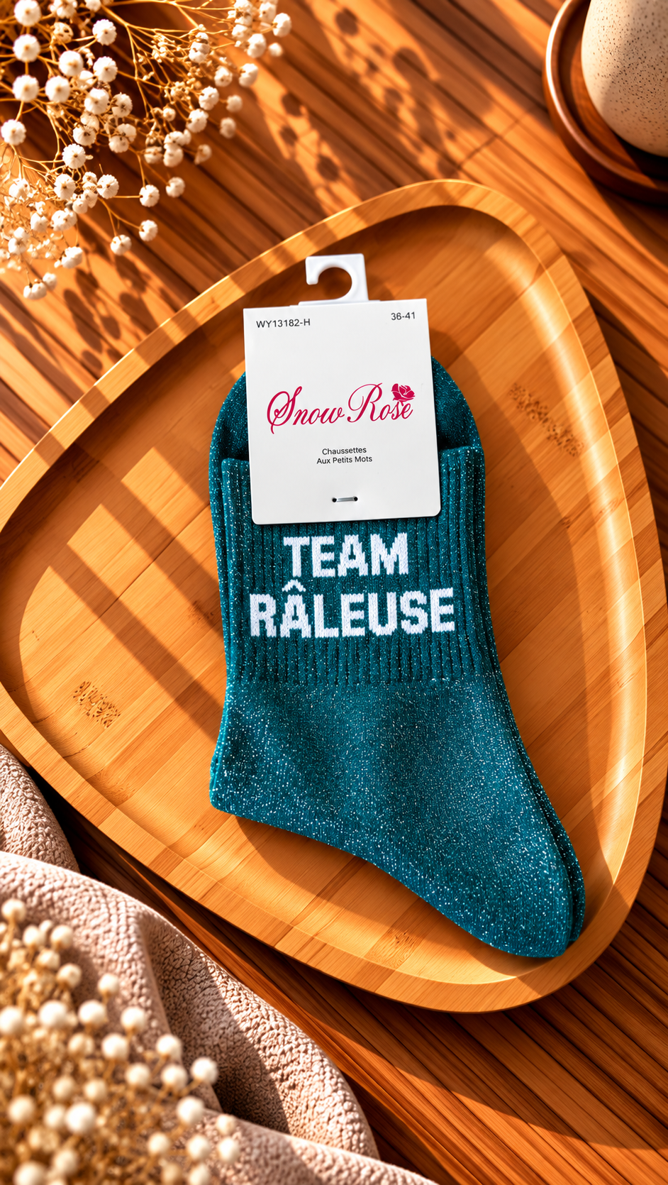 Chaussettes à paillettes «TEAM RÂLEUSE »